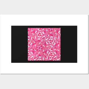 Pink Hearts Watercolour Pattern Posters and Art